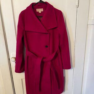 Women's Michael Kors Wool Blend Winter Coat in Berry. Size Medium.
